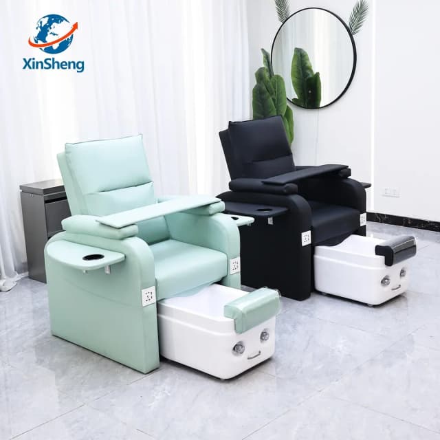 XinSheng baño de pies silla para manicura sillas para pedicura salón SPA masaje de pies muebles de manicura Material de sofá con elevación eléctrica trasera