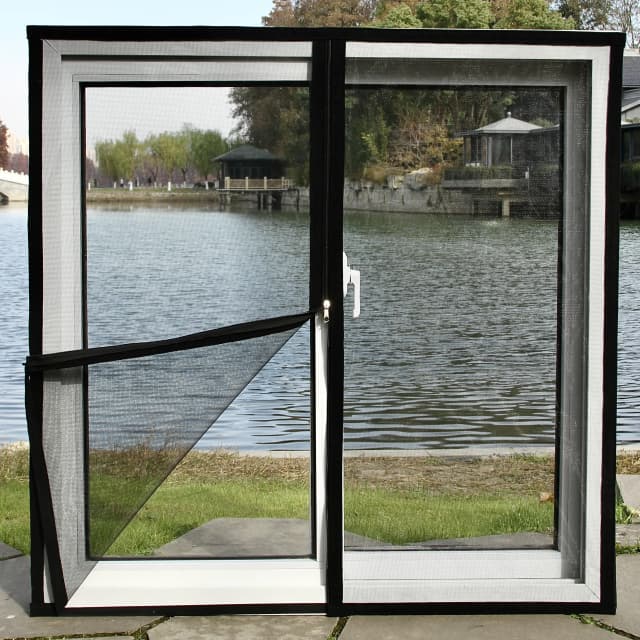 Malla de pantalla antimosquitos con ventana negra personalizada, malla de pantalla invisible autoinstalada, autoadhesiva para el hogar sin perforaciones
