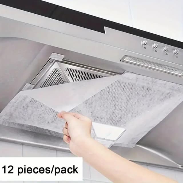 12 Uds capó desechable filtro de aceite papel no tejido capó Extractor ventilador filtro cocina capó grasa Anti aceite algodón