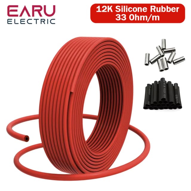 Cable de suelo cálido infrarrojo de 50M, 100M, 200M, 12K, 33ohm/m, bobina de Cable de calefacción de carbono eléctrica, Cable de fibra de 3,0mm, engrosamiento de línea directa de suelo