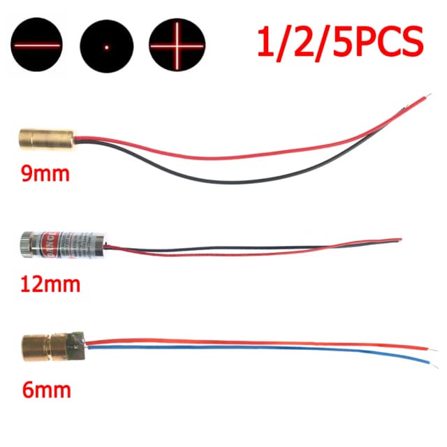 1/2/5 Uds 650nm 5mW cabezal de diodo láser punto rojo/línea/módulo láser cruzado cabeza lente de vidrio enfocable clase Industrial