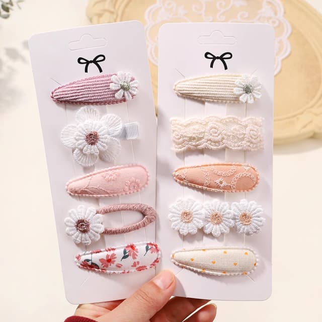 5 unids/set Mini pinza para el pelo para niña, bonito lazo Floral, horquilla de princesa conejito para niña pequeña, accesorios para el cabello con Clip LATERAL