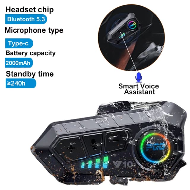 Auriculares Bluetooth 5,3 para casco, Kit de teléfono inalámbrico con llamadas manos libres, auriculares impermeables para motocicleta, reproductor de música MP3, altavoz para Moto