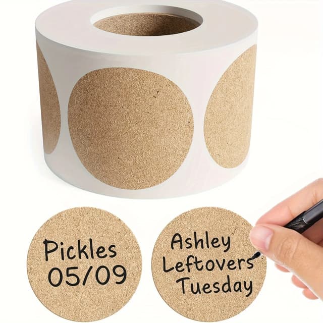 500 uds/1 rollo, etiquetas autoadhesivas redondas kraft, artículos de papel, clasificación, pegatinas de nombre, etiquetas personalizadas