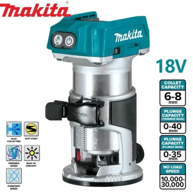 Makita DRT50 recortadora inalámbrica máquina cortadora recargable herramienta de ranurado sin escobillas fresadora máquina de grabado de carpintería