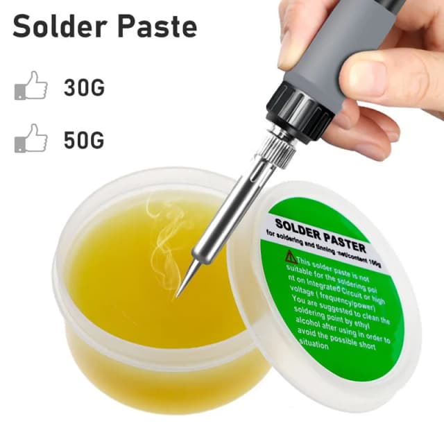 Pasta de soldadura fundente de soldadura profesional, flujo de temperatura media de 183 grados, colofonia No limpia, 30g/50g, 1 ud.