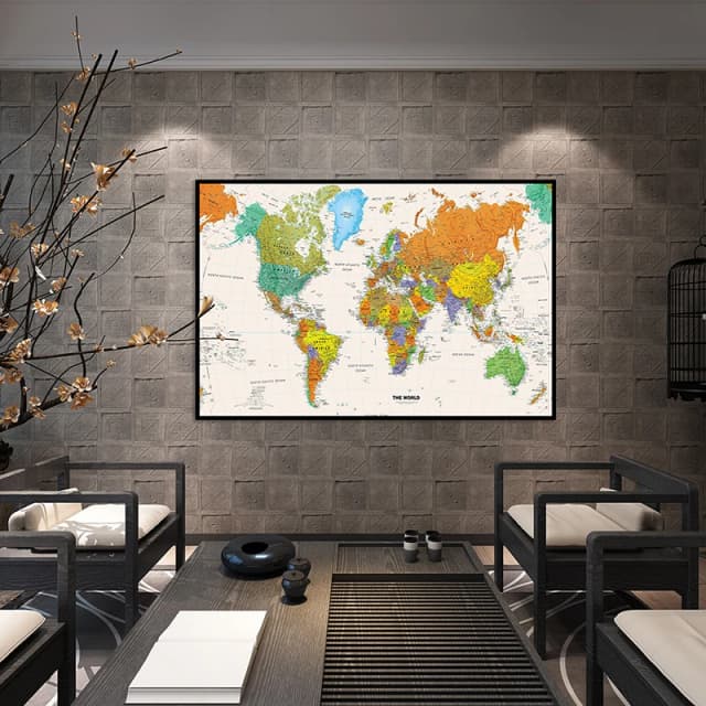 Póster grande de 225x150cm, mapa del mundo, mapa físico no tejido, vista aérea, decoración de pared, telón de fondo de graduación, suministros para oficina y escuela