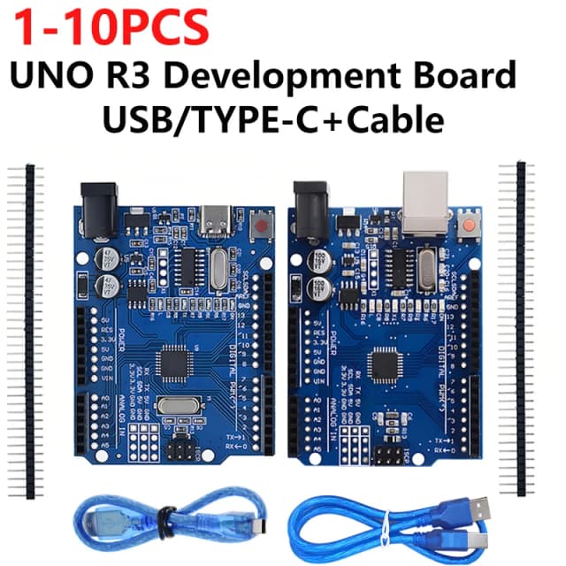 1-10 Uds UNO R3 oficial (CH340G) Chip MEGA328P para Arduino UNO R3 + CABLE USB/TYPE-C ATMEGA328P-AU Placa de desarrollo 16Mhz