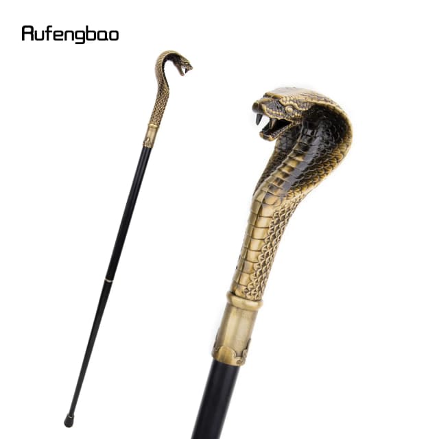 Bastón para caminar con mango de serpiente de lujo de bronce, bastón decorativo para fiesta, perilla de crucero elegante, bastón para caminar de 93cm