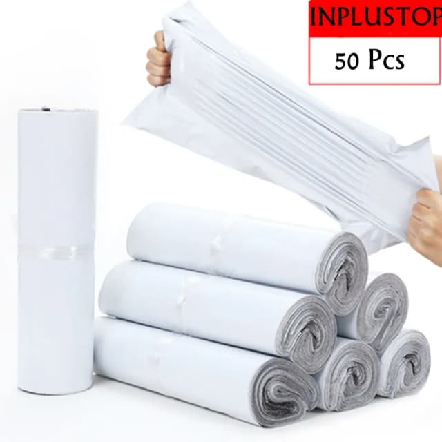 Bolsas de envío INPLUSTOP Ploy, sobres exprés de plástico PE opaco, bolsas de correo de Color blanco, bolsa de mensajería con sello autoadhesivo