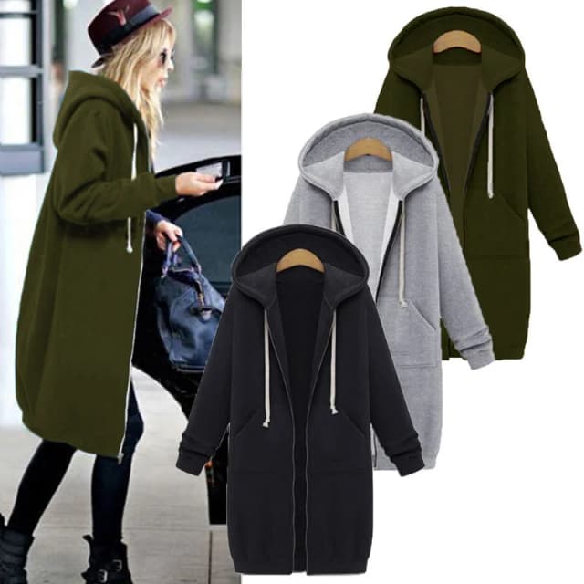 Parkas con capucha gruesas para mujer, chaquetas holgadas con capucha y bolsillo con cremallera, sudadera de talla grande, vestidos deportivos, prendas de vestir, otoño e invierno, 2024