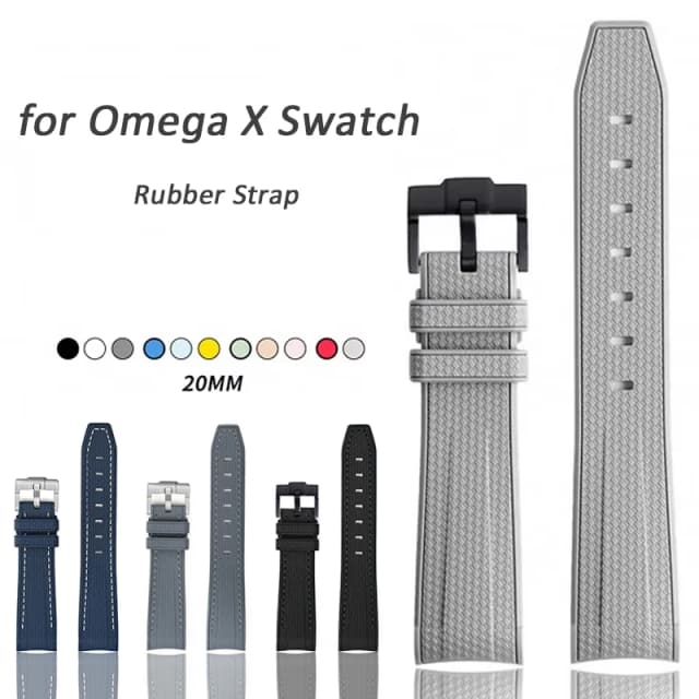 Correa de reloj para Omega X Swatch Joint MoonSwatch, correa para Seamaster 300, hombres y mujeres, pulsera de goma de silicona con extremo curvo de 20mm