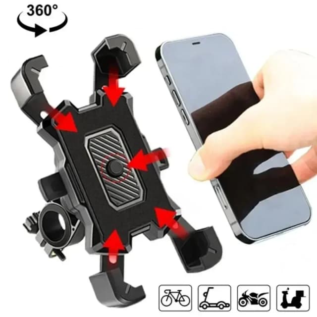 VIKEFON 360 °   Soporte giratorio para teléfono de bicicleta eléctrica para iPhone, soporte antideslizante para bicicleta de montaña y motocicleta
