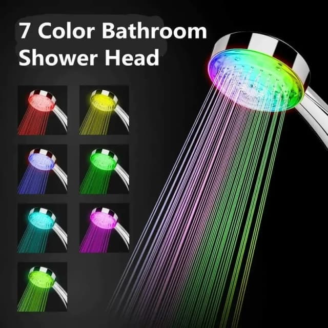 Cabezal de ducha LED que cambia de 7 colores, rociador de ducha de lluvia, cabezal de ducha ahorrador de agua, accesorios de baño, cabezal de ducha de repuesto