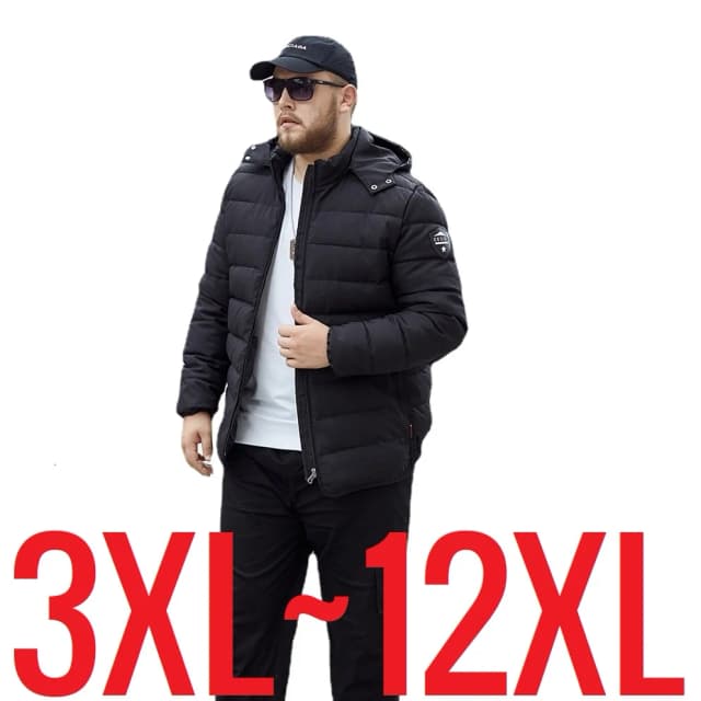 Nueva chaqueta de invierno de talla grande para hombre, Parka gruesa y cálida con capucha para hombre, acolchado de algodón, cazadora Extra grande, abrigo holgado para hombre 12XL 10xl