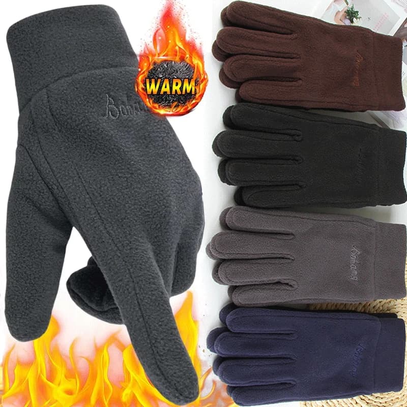 Guantes gruesos de lana para hombre y mujer, guantes térmicos cálidos con dedos completos para invierno, resistentes al viento, para correr, esquiar y ciclismo