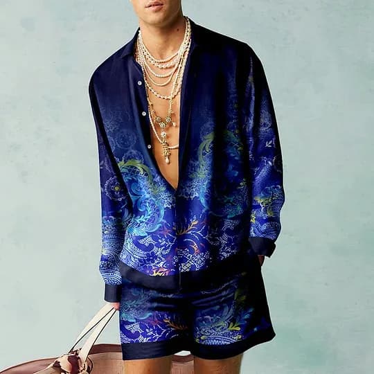 Conjuntos de camisas creativas con estampado 3D para hombre, camisas informales de manga corta a la moda, pantalones cortos de playa de gran tamaño, ropa de calle de verano, trajes
