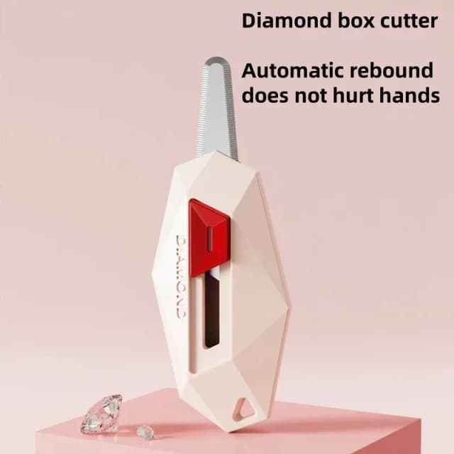 Cúter de Seguridad con Diseño de Diamante, Cúter de Caja Magnético con Cabeza Redonda para Abrir Paquetes, Cartas, Cuchillo Multiusos