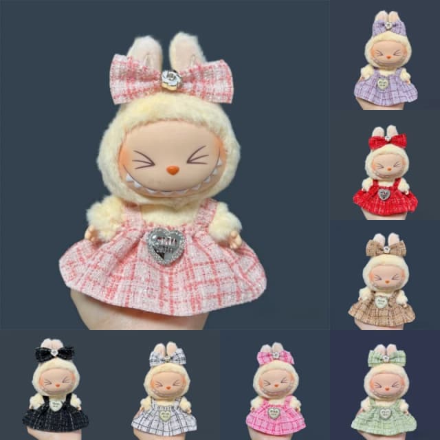 Para falda de muñeca de peluche Labubu de 17cm, conjunto de falda Adorable para accesorios de ropa DIY, regalo
