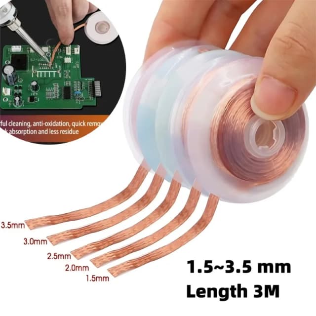 Cables de soldadura de 1,5/3M de longitud, cinta trenzada de malla para desoldar, punto de soldadura de cobre, herramienta de reparación de cables para soldar