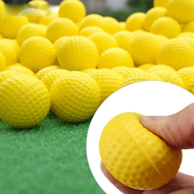 Pelotas de Golf de espuma de PU amarillas, esponja elástica para entrenamiento de práctica en interiores y exteriores, 10 Uds.