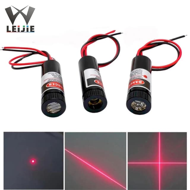 Industrial ajustable enfocable 650nm 5mW 12x35mm 3-6V rojo DOT/línea/módulo láser cruzado Industrial 12mm LED LD módulo