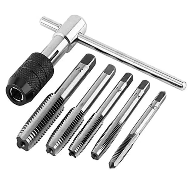 Llave con mango en T M3 M4 M5 M6 M8, juego de herramientas de roscado manual, broca de roscado de rosca de máquina ajustable