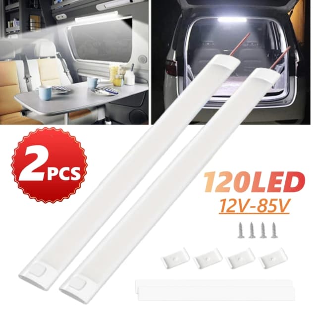 2 uds 120 LED RV luz de maletero 12v/24v caravana techo LED remolque autocaravana Van camión Camper barco luz iluminación Interior
