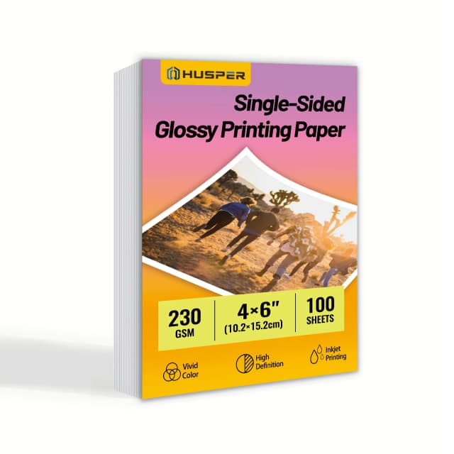 100 hojas de papel de impresión fotográfica brillante de 230Gsm, papel de inyección de tinta de un solo lado 4R (4x6 pulgadas) de 60 libras de espesor para uso en el hogar y la Oficina