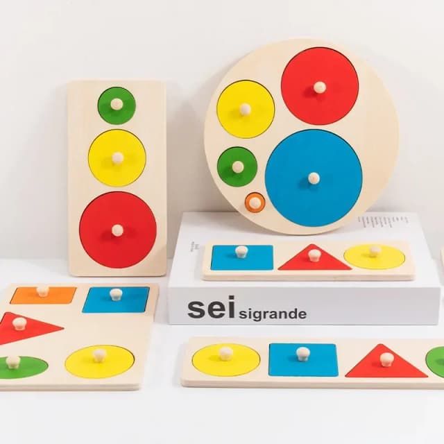 Juguetes rompecabezas Montessori para bebés, tablero rascador de manos con formas de madera y colores a juego, juguetes cognitivos geométricos para educación temprana