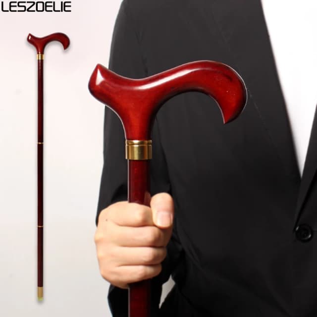 Bastones para caminar de 3 piezas con mango de madera roja de 97cm para hombre, bastones para caminar de madera de haya alemán desmontable, bastones para caminar a la moda para mujer