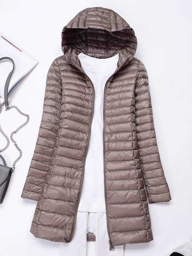 Chaquetas de plumón ultraligeras de estilo coreano para mujer, abrigos de plumas delgados con capucha, Parkas acolchadas para mujer, abrigo de otoño e invierno, 0-10 ℃
