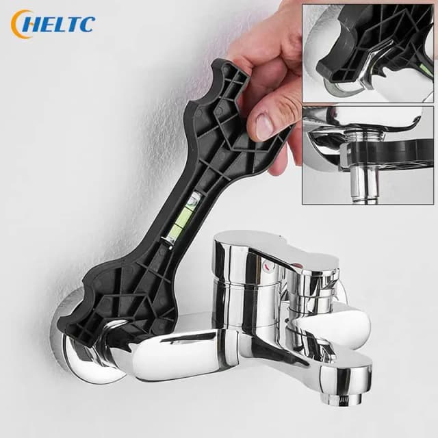 Llave de doble cabezal multifuncional, herramienta de fontanería para reparación de grifo doméstico, tubería e inodoro, 1 piezas
