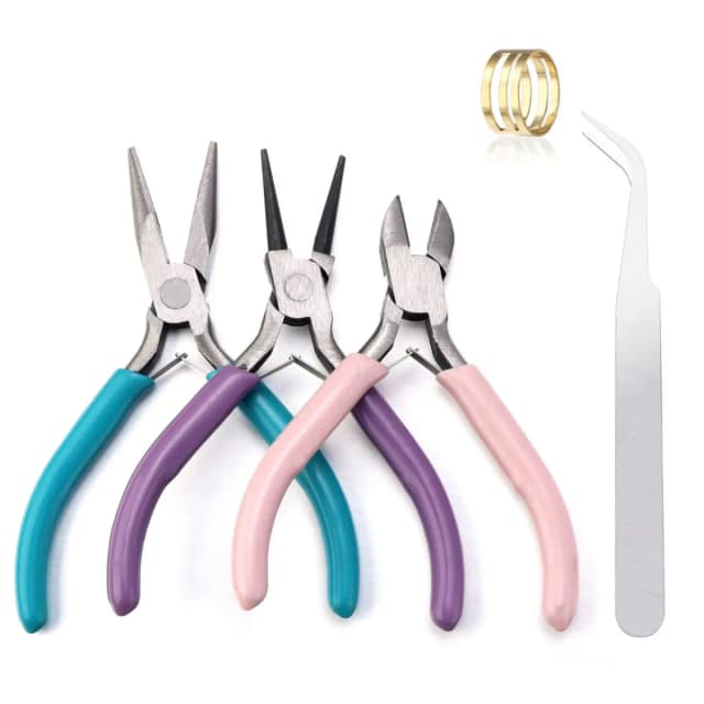 Juego de herramientas de alicates de Metal portátiles de 3 colores, fabricación de joyas, alicates de punta redonda, Kit de pinzas para manualidades, abalorios, costura, suministros de bricolaje