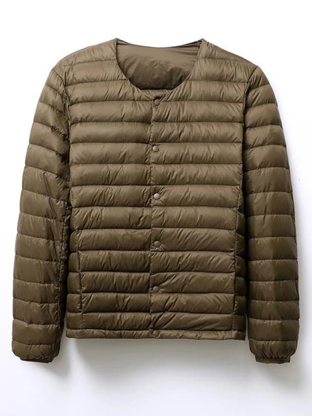 0-10 ℃   Chaquetas de plumas ultraligeras sin cuello para hombre, abrigo portátil de viaje a prueba de viento, cortavientos, novedad de Otoño Invierno 2024