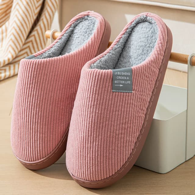 Zapatillas de casa de suela blanda y gruesa para mujer, pantuflas de felpa para el hogar, pantuflas cálidas antideslizantes para interior e invierno