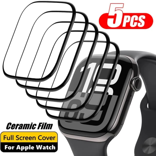 5 uds Protector de pantalla para Apple Watch 10 9 8 7 6 5 11 40MM 41MM 42MM 44MM 45MM 46MM película cerámica para IWatch Ultra 49MM no vidrio