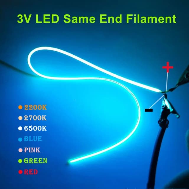 Filamento LED del mismo extremo, Flexible, ultradelgado, 3V, bombilla en espiral, filamento Retro, bombilla Edison, piezas de lámpara, tira de iluminación de diodo, decoración