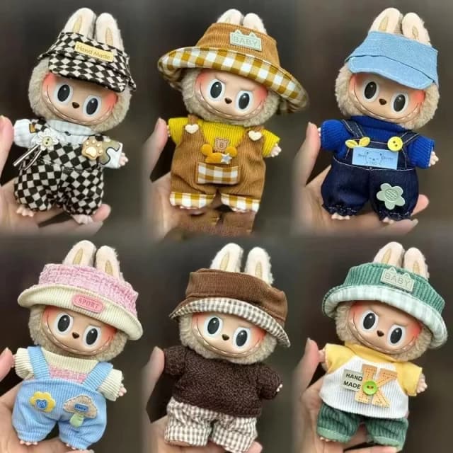Mini ropa de muñeca de peluche, accesorios de atuendo para Corea Kpop Exo 15-17cm, conjunto de monos Labubu Idol, regalo de ropa
