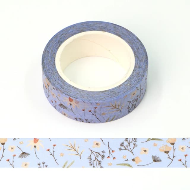 Nueva primavera 1PC. Cinta Washi decorativa Floral azul claro, planificador de álbumes de recortes DIY, cinta adhesiva, papelería Kawaii, 10M