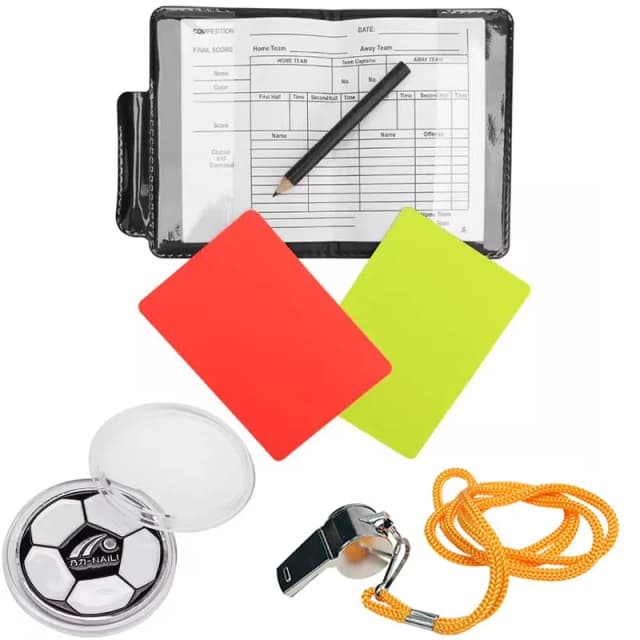 Juegos de tarjetas de árbitro de fútbol, tarjetas rojas y amarillas de advertencia de árbitro con billetera, hojas de puntuación, cuaderno, herramienta de árbitro de juego de juez