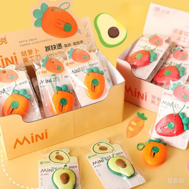 Lindo aguacate fresa fruta arte cuchillo Mini portátil multiusos cuchillo de papel hoja papelería de oficina suministros de corte