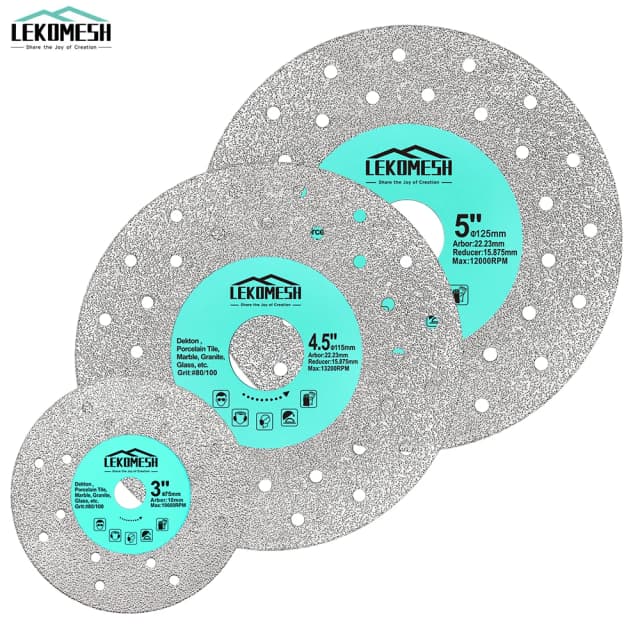 LEKOMESH-disco de corte ultrafino Dia75/115/125mm, hoja de sierra de roca, mármol, porcelana, azulejo, vidrio, placa cortadora de múltiples agujeros, 1 ud.