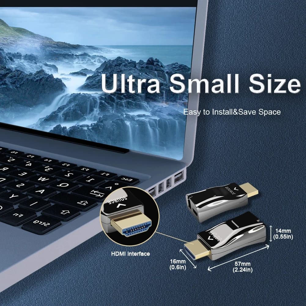 Mini extensor de fibra 4K HDMI, transceptor óptico de vídeo 4K x 2K 30Hz HDMI 1.4a, hasta 300m sin comprimir sobre fibra multimodo OM3