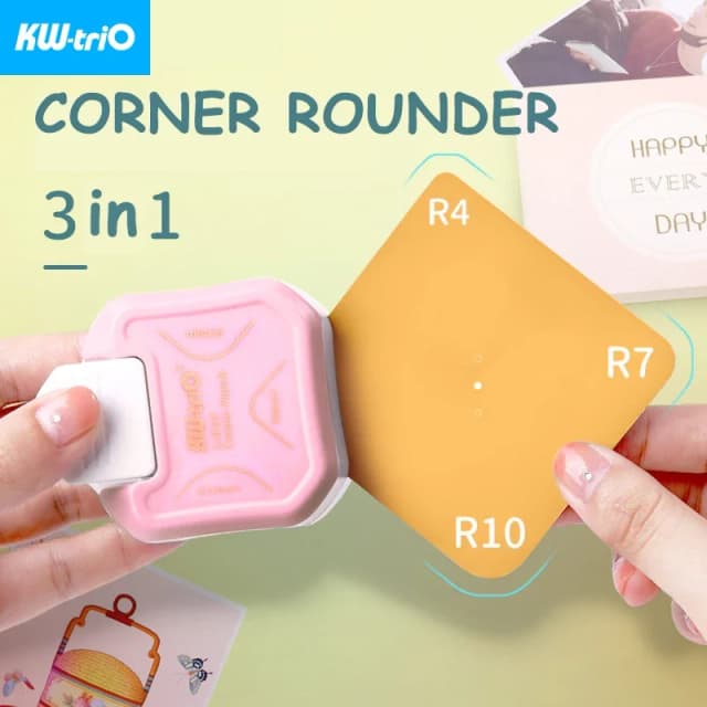 Punzones de borde redondeador de esquina 3 en 1 para álbum de recortes, Mini cortador de esquina Diy R4/R7/R10mm, punzón recortador circular, suministros de oficina
