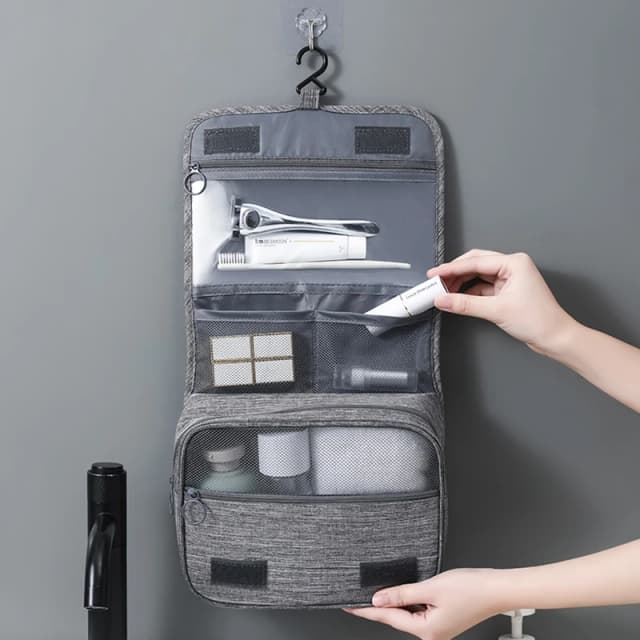 Bolsa de almacenamiento portátil de tela Oxford para hombres y mujeres, organizador de artículos de tocador, bolsa de cosméticos impermeable, bolsa de lavado colgante de viaje