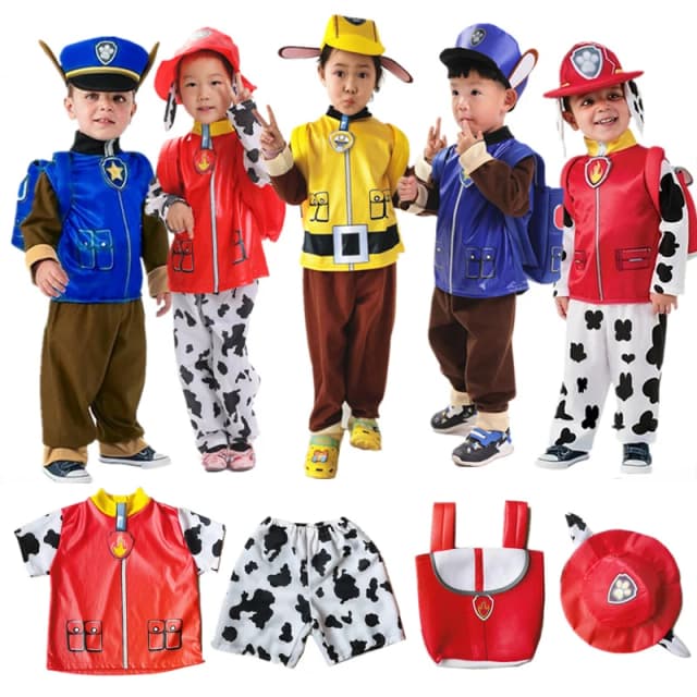Anime perro patrulla niños Tops pantalones mochila sombrero Marshall Chase Skye Zuma Rubble niños patrulla uniformes disfraz de Halloween Cosplay