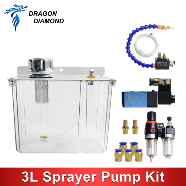 Máquina herramienta CNC, pulverizador neumático, tubería de agua, bomba de aceite, sistema de lubricación, pulverizador de agua de baja presión, tanque de aceite transparente de 3L