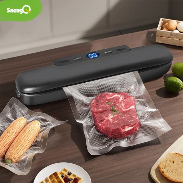 SaengQ-sellador al vacío para alimentos, máquina de envasado al vacío con bolsas de vacío gratis, sellado de alimentos al vacío para el hogar, 10 Uds.