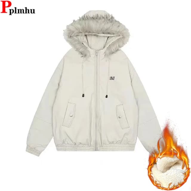 Chaquetas con capucha coreanas para mujer, Tops gruesos de lana de cordero, Chaquetas casuales peludas, Chaquetas cálidas, chaqueta suelta, moda de invierno, nuevo